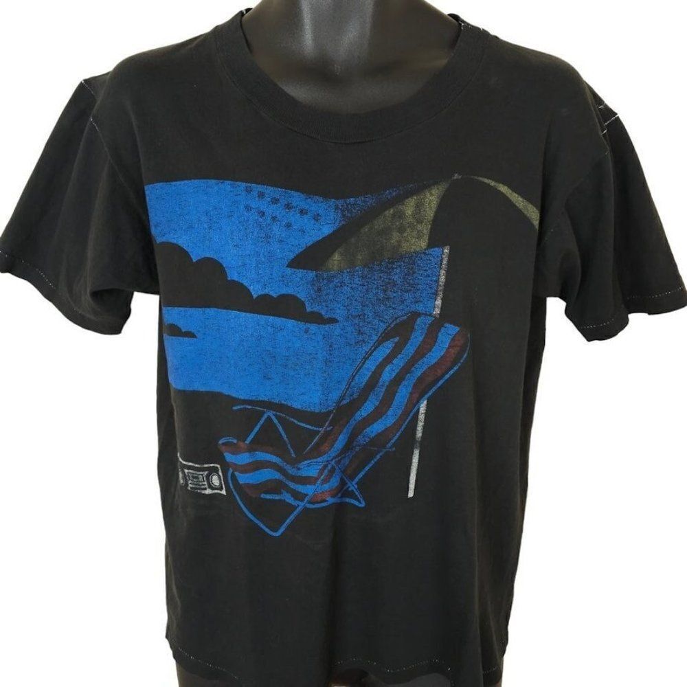 Surfer T Shirt Mens Size Medium Vintage 80s Beach Boombox Radio Surfing Ocean